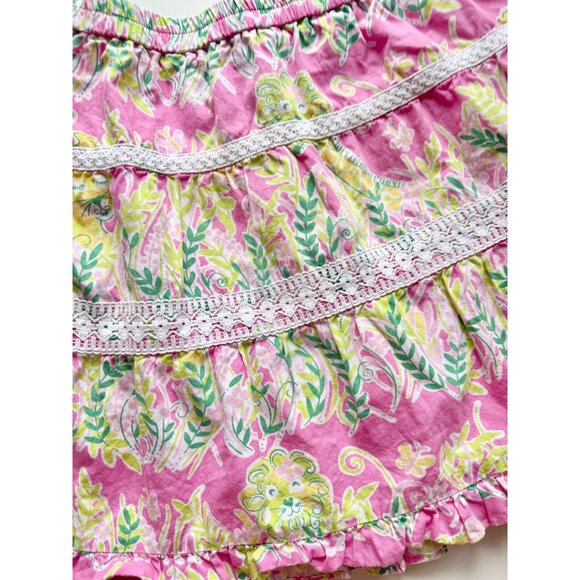 Girls' LILLY PULITZER Floral Print Cotton Poplin Tiered A-Line Skirt, Size 12 - Picture 4 of 8